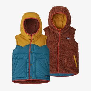 Patagonia Kids' Reversible Bivy hoody down sherpa vest XS 5-6
